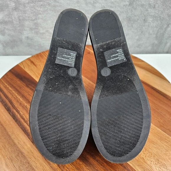 Mossimo Platform Slides 8 Black Fabric Stretch Flatform 90s Retro Stylish Trendy - Picture 12 of 14